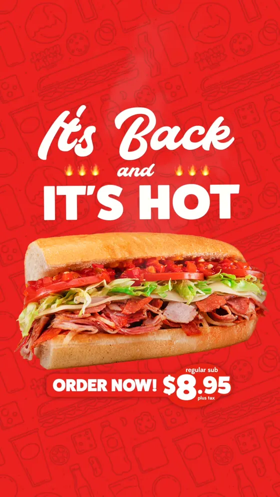 Jersey Mike's ad, Mike's Hot Italian is back, $8.95